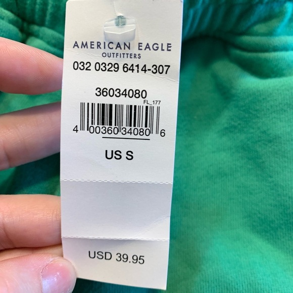 🆑AE Fleece Heritage Boyfriend Jogger Green Size Small - Picture 9 of 9